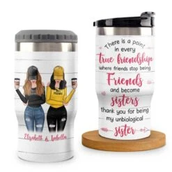 Thanks For Being My Unbiological Sister - Personalized Can Cooler - Gift For Bestie