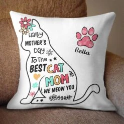 Happy Mother Day To Cat Mom - Personalized Cat Pillow (Insert Included)