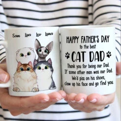 Thank You For Being Our Dad - Gift For Dad, Funny Personalized Cat Mug