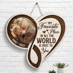 We're Predestined To Meet Each Other - Personalized Shaped Wood Sign - Upload Image, Gift For Couples, Husband Wife
