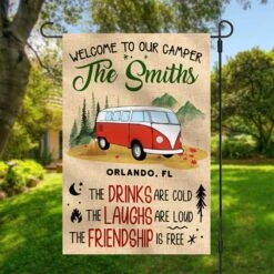 Welcome To Our Camper - Personalized Flag