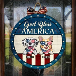 God Bless American - Funny Personalized Dog Door Sign