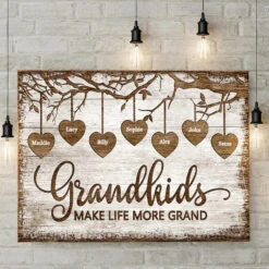 Grandkids Make Life More Grand - Personalized Horizontal Canvas