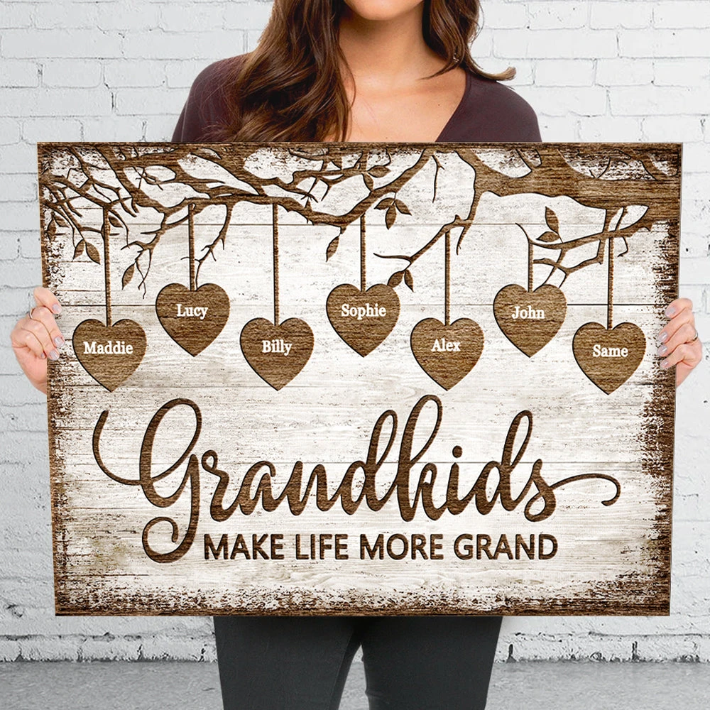 Grandkids Make Life More Grand - Personalized Horizontal Canvas 3 Grandkids Make Life More Grand - Personalized Horizontal Canvas - Image 3