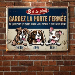 Gardez La Porte Fermée - Plaque De Porte Humoristique De Chien En Métal À Personnaliser - Funny Personalized Dog Metal Sign French -Pawfect House Store 6.THumbnail2 6e82fd9c 8a52 46df a50d b24ca94b31b7