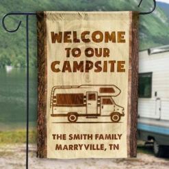 Welcome To Our Family Campsite - Personalized Flag - Gift For Camping Lovers