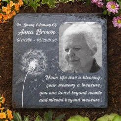You're Loved Beyond Words - Personalized Memorial Stone - Upload Image, Memorial Gift, Sympathy Gift
