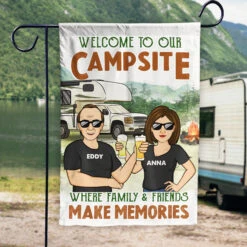 Welcome To Our Campsite - Personalized Flag - Gift For Camping Lovers