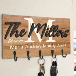 My Beloved Family - Personalized Key Hanger, Key Holder, 2-Layer Wood Key Hanger - Gift For Couple, Husband Wife, Anniversary, Engagement, Wedding, Marriage Gift