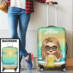 Chibi Summer Beach Sunset - Personalized Luggage Cover - Gift For Bestie -Pawfect House Store 6.Thumb3 fdc1da80 a0b2 4bc9 80de bc59dd45c465