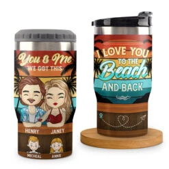 Family Travels Together Stays Together - Personalized Can Cooler - Gift For Couples, Husband Wife