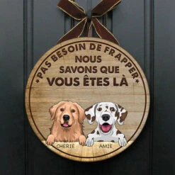 Le Chien Sait Que Vous Êtes Ici – Plaque De Porte Humoristique De Chien À Personnaliser, Funny Personalized Dog Door Sign French