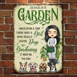 A Girl Who Loves Dog & Gardening - Personalized Metal Sign - Gift For Gardening Lovers