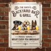 Family Backyard Bar & Grill - Funny Personalized Dog Metal Sign