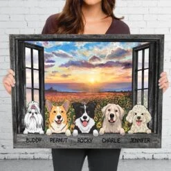 Dogs By The Window - Personalized Horizontal Canvas