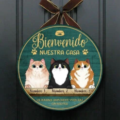 Bienvenido A Mi Casa - Letrero De Puerta De Gato Personalizado Y Divertido, Funny Personalized Cat Door Sign Spanish -Pawfect House Store 6.Thumbnail2 61c517b6 1b45 446a bced 038b565aef53