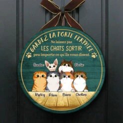Gardez La Porte Fermée - Plaque De Porte Humoristique De Chien À Personnaliser, Funny Personalized Cat Door Sign French -Pawfect House Store 6.Thumbnail2 80dde018 bc4f 4509 899d 1d039697485c