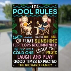 Pool Rules Good Times Expected - Personalized Metal Sign - Gift For Couples, Husband Wife -Pawfect House Store 6.Thumbnail2 aa1c524e e6f0 49df acb6 b34133a4f303