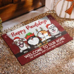 Happy Pawlidays Welcome To Our Home - Dog & Cat Personalized Custom Decorative Mat - Christmas Gift For Pet Owners, Pet Lovers -Pawfect House Store 6.Thumbnail4 bc802a82 63e9 429b aacc 92b783eab005