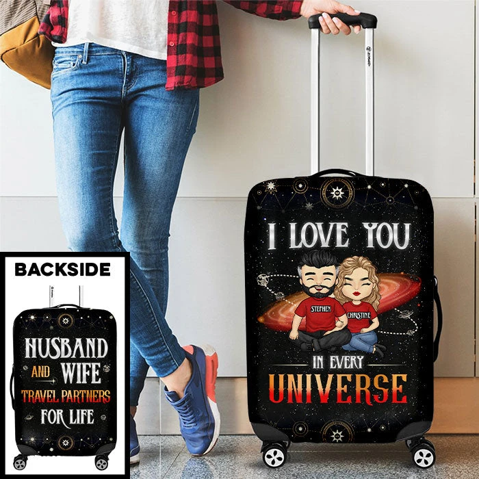 Love You In Every Universe - Personalized Luggage Cover - Gift For Couples, Husband Wife 2 Love You In Every Universe - Personalized Luggage Cover - Gift For Couples, Husband Wife - Image 2
