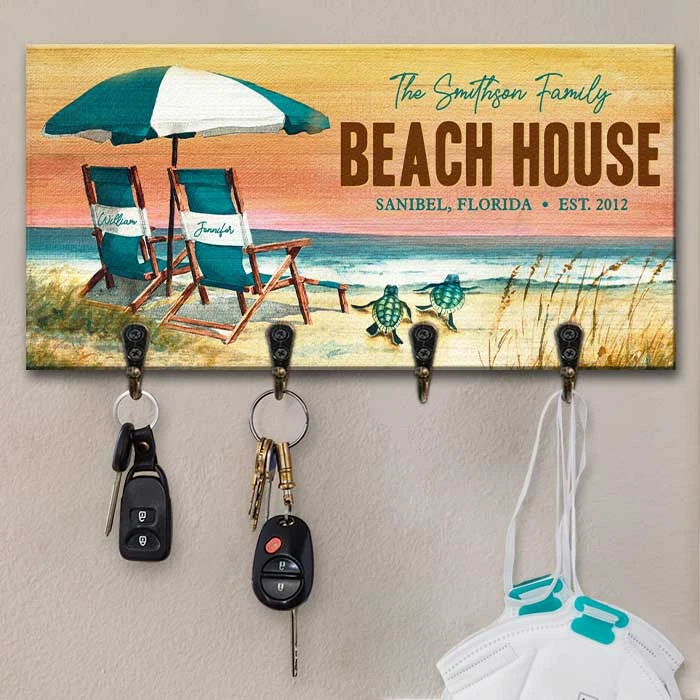 The Family Beach House - Personalized Key Hanger, Key Holder - Gift For Couples, Husband Wife 1 The Family Beach House - Personalized Key Hanger, Key Holder - Gift For Couples, Husband Wife