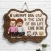 A Grumpy Dog Dad & His Love - Personalized Shaped Wood Sign - Gift For Couples, Husband Wife