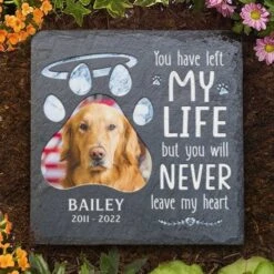 You Will Never Leave My Heart - Personalized Memorial Stone, Pet Grave Marker - Upload Image, Memorial Gift, Sympathy Gift