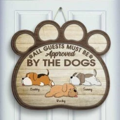 Sleeping Dogs - All Guests Must Be Approved By Us - Personalized Shaped Wood Sign