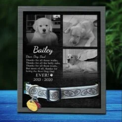 Thanks For All Those Walks - Memorial Personalized Custom Pet Loss Sign, Collar Frame - Upload Image, Sympathy Gift, Gift For Pet Owners, Pet Lovers
