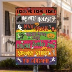 Trick Or Treat Trail - Personalized Metal Sign