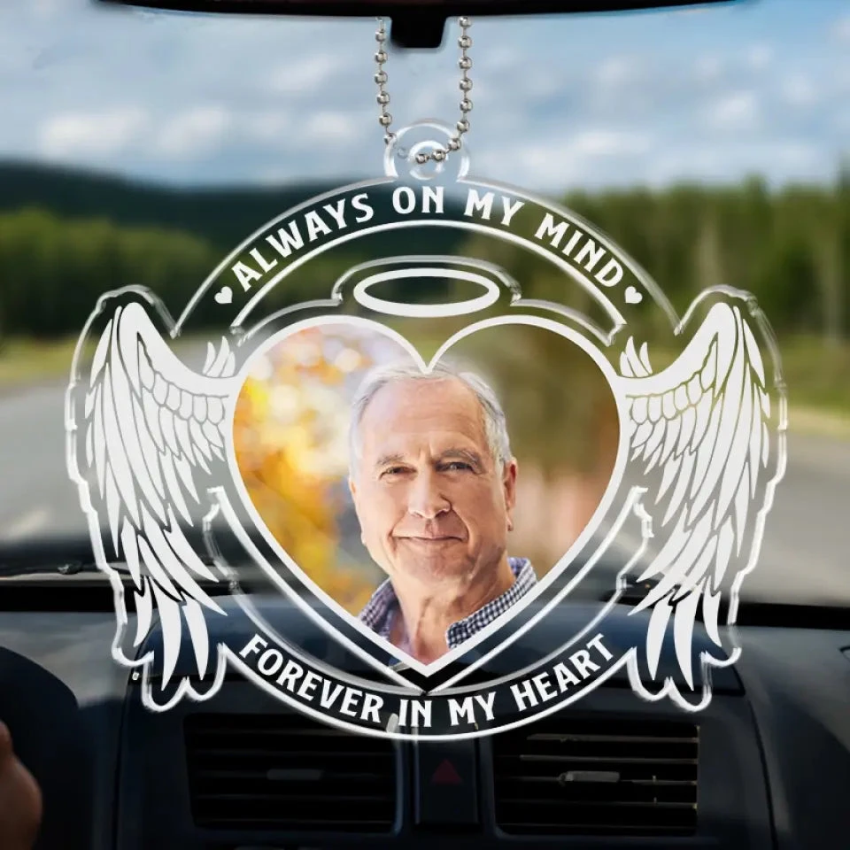 Custom Photo Forever In Our Hearts - Memorial Personalized Custom Car Ornament - Acrylic Custom Shaped - Sympathy Gift For Family Members 1 Custom Photo Forever In Our Hearts - Memorial Personalized Custom Car Ornament - Acrylic Custom Shaped - Sympathy Gift For Family Members