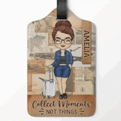 Find Moments Not Things - Travel Personalized Custom Luggage Tag - Holiday Vacation Gift, Gift For Adventure Travel Lovers