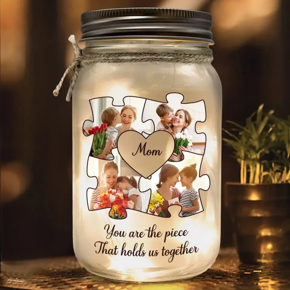 Custom Photo Hold Us Together - Family Personalized Custom Mason Jar Light - Mother's Day, Gift For Grandma 2 Custom Photo Hold Us Together - Family Personalized Custom Mason Jar Light - Mother's Day, Gift For Grandma - Image 2