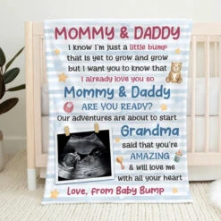 Custom Photo Mommy Daddy Are You Ready - Family Personalized Custom Blanket - Baby Shower Gift, Gift For First Mom, First Dad -Pawfect House Store 65f01aa9ac48b