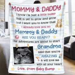Custom Photo Mommy Daddy Are You Ready - Family Personalized Custom Blanket - Baby Shower Gift, Gift For First Mom, First Dad -Pawfect House Store 65f01ababcc08