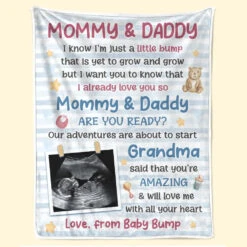 Custom Photo Mommy Daddy Are You Ready - Family Personalized Custom Blanket - Baby Shower Gift, Gift For First Mom, First Dad -Pawfect House Store 65f01c94d4fb6