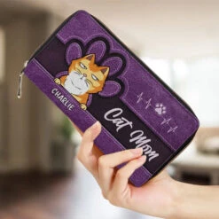 Happy Being Fur Mom - Dog & Cat Personalized Custom Leather Long Wallet - Gift For Pet Owners, Pet Lovers -Pawfect House Store 65f18649095fd