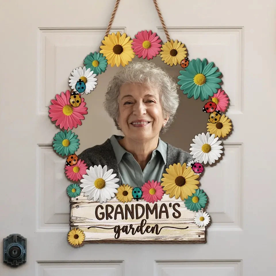 Custom Photo Grandma's Garden - Family Personalized Custom Shaped Home Decor Wood Sign - House Warming Gift For Mom, Grandma 3 Custom Photo Grandma's Garden - Family Personalized Custom Shaped Home Decor Wood Sign - House Warming Gift For Mom, Grandma - Image 3
