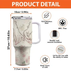 The Love Between A Mother And Daughter - Family Personalized Custom 40 Oz Stainless Steel Tumbler With Handle - Gift For Mom -Pawfect House Store 65f4119f99760