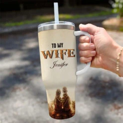 You Are My One True Love - Couple Personalized Custom 40 Oz Stainless Steel Tumbler With Handle - Gift For Husband Wife, Anniversary -Pawfect House Store 65f7ff824125d