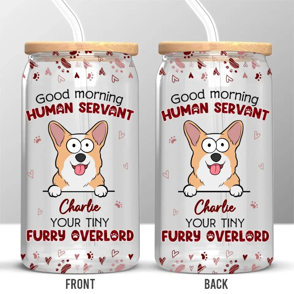 Your Tiny Furry Overlords - Dog & Cat Personalized Custom Glass Cup, Iced Coffee Cup - Gift For Pet Owners, Pet Lovers 2 Your Tiny Furry Overlords - Dog & Cat Personalized Custom Glass Cup, Iced Coffee Cup - Gift For Pet Owners, Pet Lovers - Image 2
