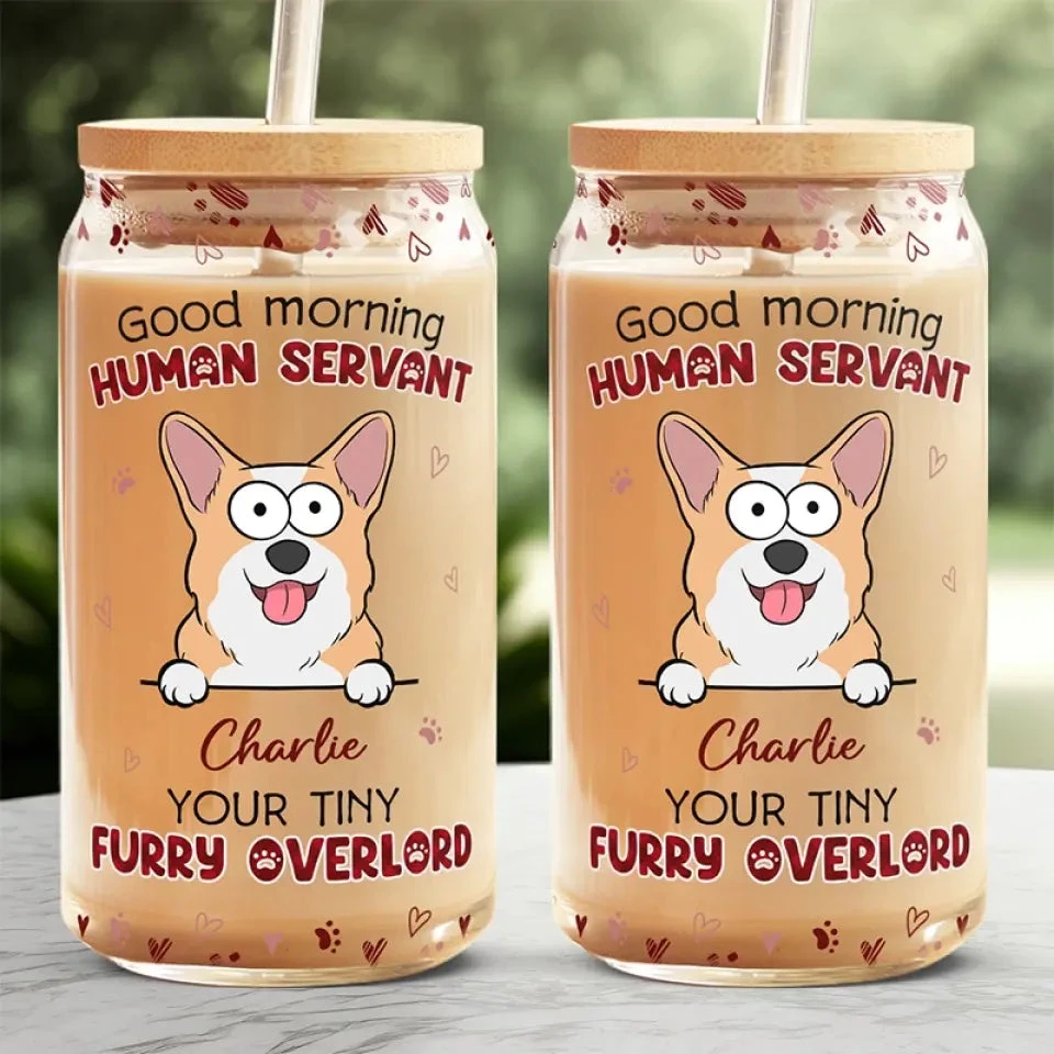 Your Tiny Furry Overlords - Dog & Cat Personalized Custom Glass Cup, Iced Coffee Cup - Gift For Pet Owners, Pet Lovers 3 Your Tiny Furry Overlords - Dog & Cat Personalized Custom Glass Cup, Iced Coffee Cup - Gift For Pet Owners, Pet Lovers - Image 3