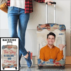 Custom Photo A Guy Loves Traveling - Travel Personalized Custom Luggage Cover - Holiday Vacation Gift, Gift For Adventure Travel Lovers -Pawfect House Store 65fa948c47b42