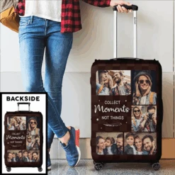 Custom Photo Collect Moments Not Things - Travel Personalized Custom Luggage Cover - Holiday Vacation Gift, Gift For Adventure Travel Lovers -Pawfect House Store 65fab43b75920