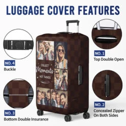 Custom Photo Collect Moments Not Things - Travel Personalized Custom Luggage Cover - Holiday Vacation Gift, Gift For Adventure Travel Lovers -Pawfect House Store 65fab43cc46b2