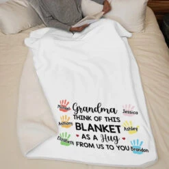 Think Of This Blanket As A Hug - Family Personalized Custom Blanket - Gift For Grandma -Pawfect House Store 65fbb723630be