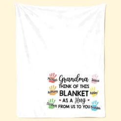Think Of This Blanket As A Hug - Family Personalized Custom Blanket - Gift For Grandma -Pawfect House Store 65fbb76c9e3b9