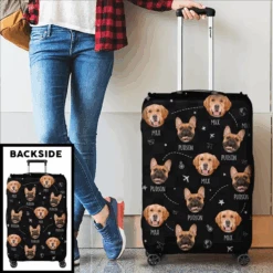 Custom Photo Vacation Vibes, Hometown Pride - Dog & Cat Personalized Custom Luggage Cover - Holiday Vacation Gift, Gift For Adventure Travel Lovers, Pet Owners, Pet Lovers -Pawfect House Store 660235181bb6e