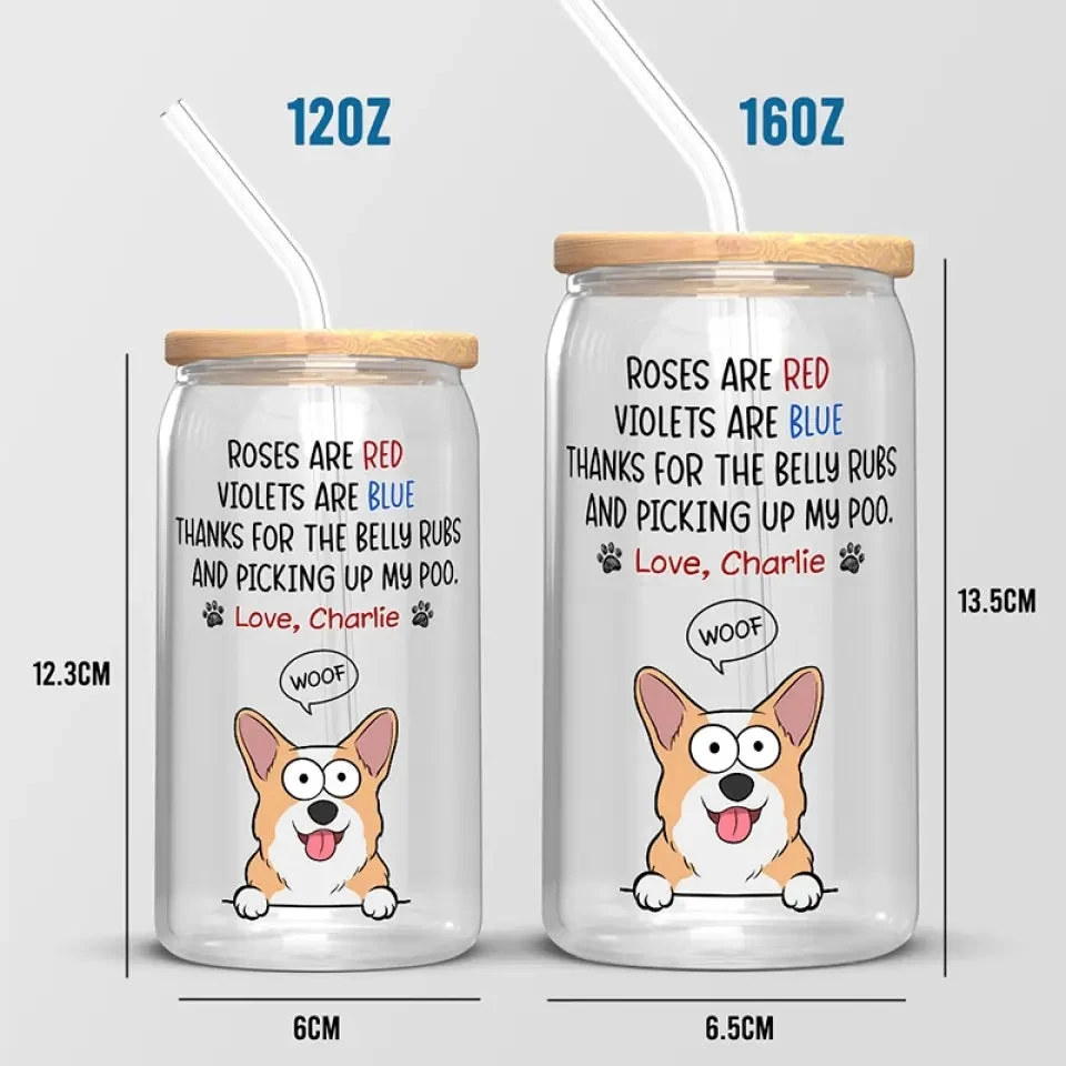 Thanks For The Belly Rubs - Dog Personalized Custom Glass Cup, Iced Coffee Cup - Gift For Pet Owners, Pet Lovers 5 Thanks For The Belly Rubs - Dog Personalized Custom Glass Cup, Iced Coffee Cup - Gift For Pet Owners, Pet Lovers - Image 5