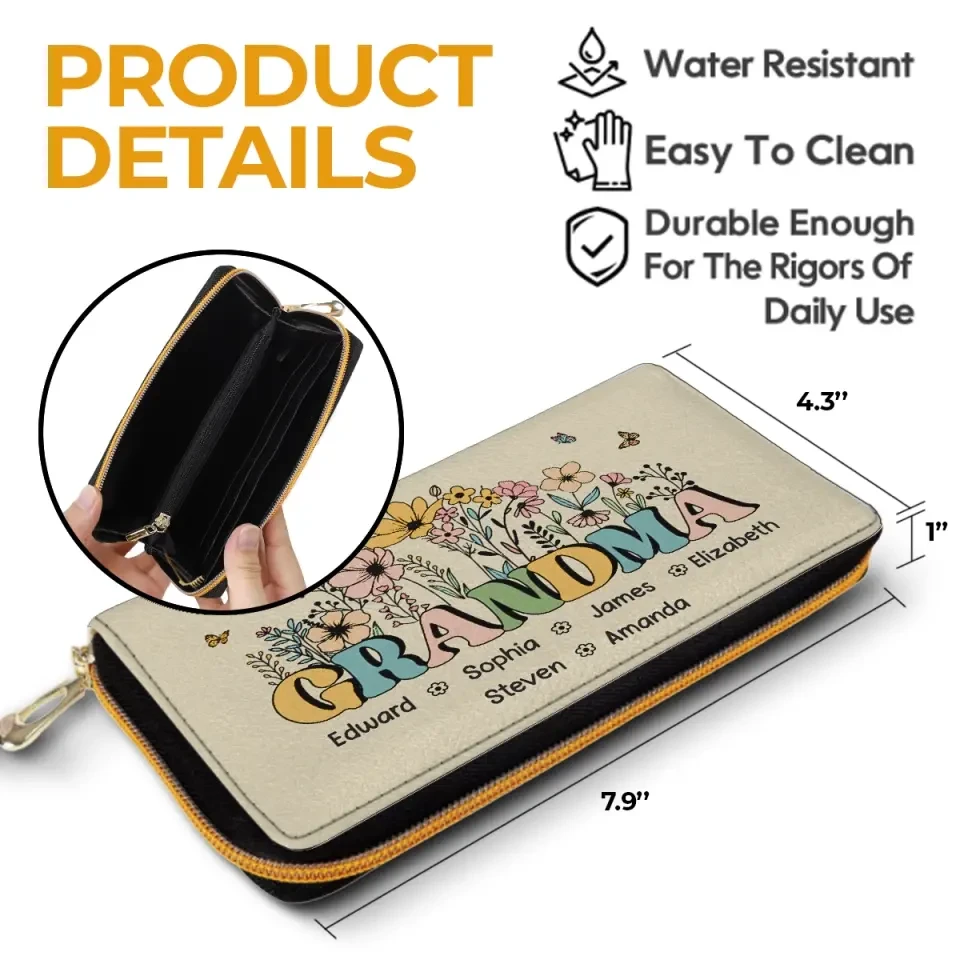 My Mother Is My Root, My Foundation - Family Personalized Custom Leather Long Wallet - Mother's Day, Gift For Mom, Grandma 6 My Mother Is My Root, My Foundation - Family Personalized Custom Leather Long Wallet - Mother's Day, Gift For Mom, Grandma - Image 6